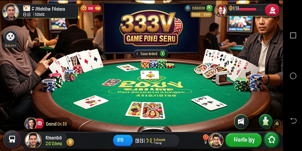 Tampilan gameplay 333V dengan suasana meja Poker yang menarik.