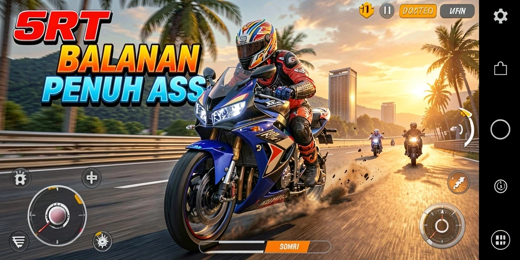 Gameplay mendebarkan dari balapan motor di 5RT.