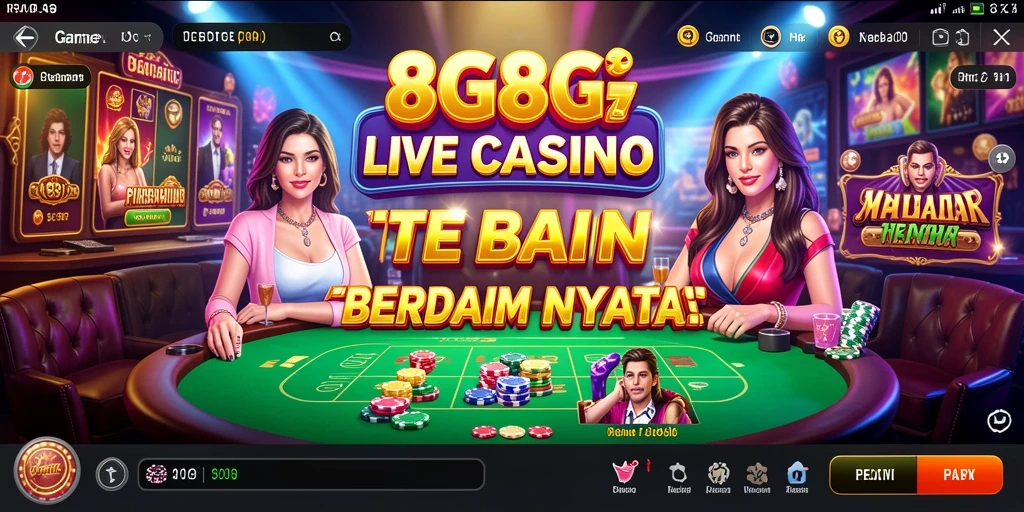 Screenshot gameplay Live Casino 8G8G yang mendebarkan.