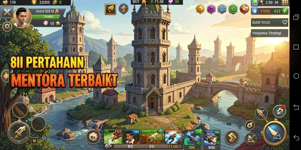 Screenshot gameplay menampilkan pertarungan menegangkan dalam fitur Tower Defense.