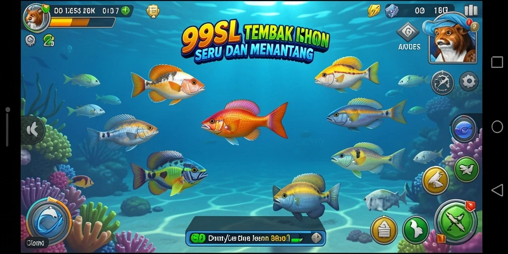 Tampilan gameplay menarik dengan aksi menembak ikan.