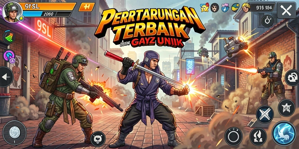 Tampilan gameplay 9SL yang memukau saat karakter bertarung.