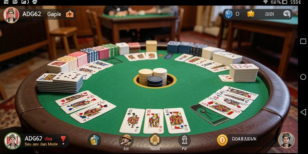 Tampilan gameplay ADG62, menunjukkan keseruan bermain Gaple.