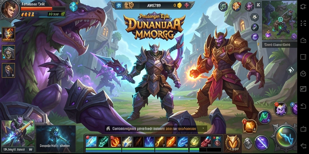 Screenshot utama AMS789 menampilkan pemain beraksi dalam pertempuran epik MMORPG.