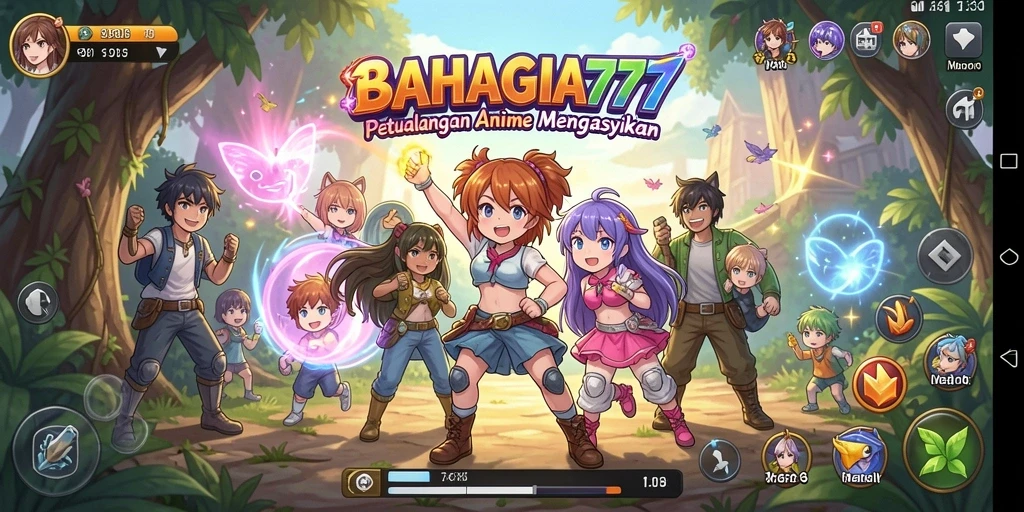 Tampilan utama gameplay BAHAGIA777 yang penuh aksi dan warna.