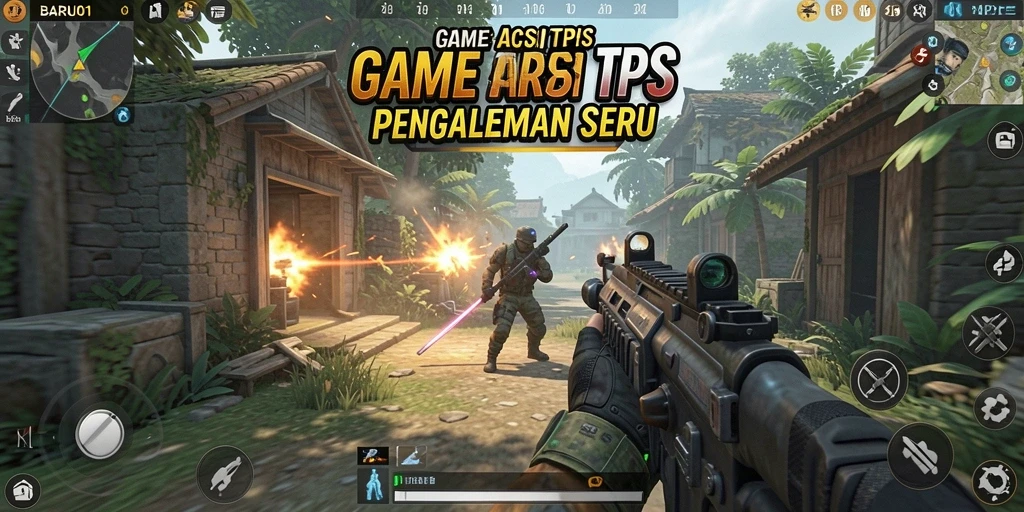 Tampilan gameplay mendebarkan dari BARU01 dalam pertempuran TPS.