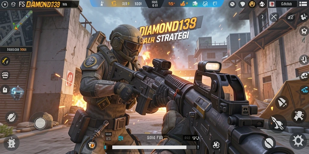 Tangkapan layar gameplay DIAMOND138 dengan aksi menembak yang mendebarkan.