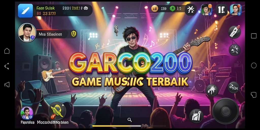 Tampilan gameplay yang seru dalam GARCO200 dengan musik yang menyenangkan.