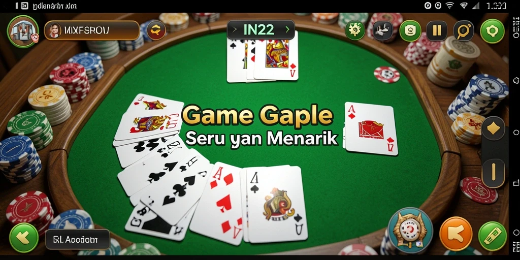 Gameplay IN22 dengan tampilan kartu Gaple yang menarik.