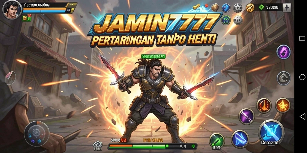 Tampilan gameplay dan pertarungan seru di JAMIN777.