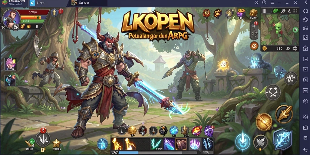 Screenshot gameplay LKOPEN menampilkan pertarungan seru di dunia ARPG.