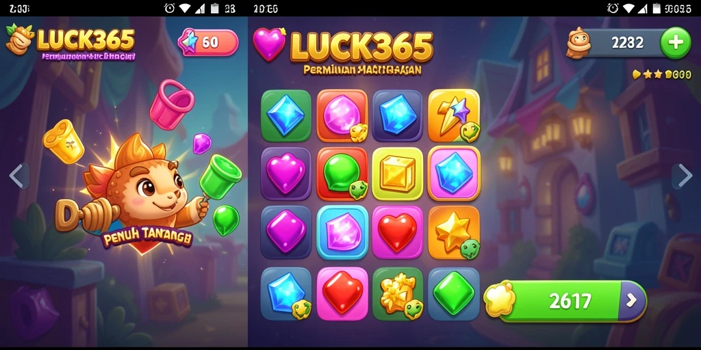 Tampilan gameplay menarik di LUCK365 dengan permata berwarna-warni.