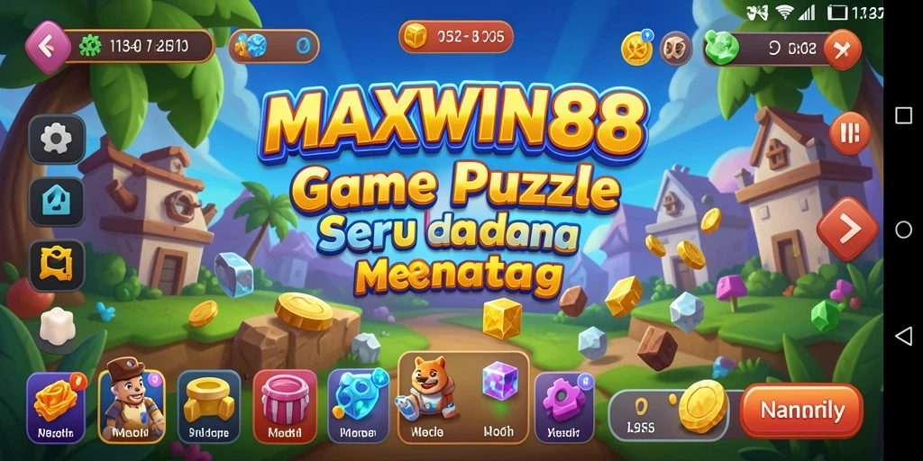 Screenshot gameplay MAXWIN88 menampilkan tantangan puzzle yang mendebarkan.