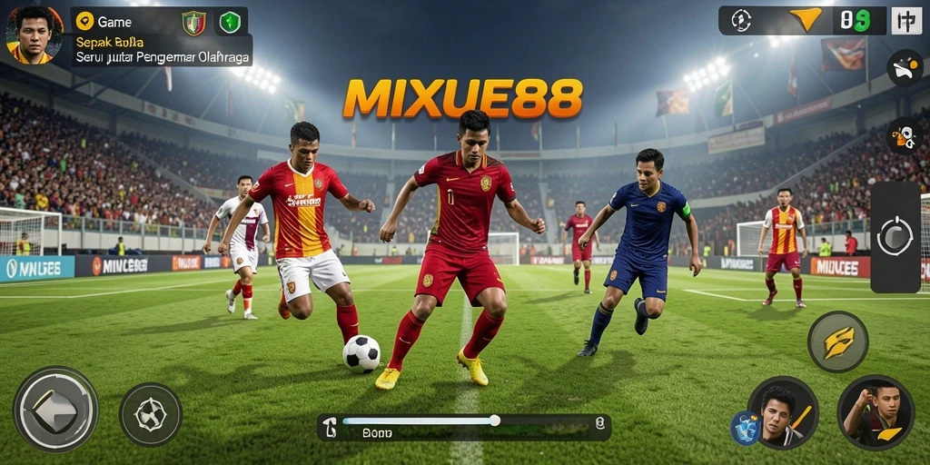 Screenshot MIXUE88 menunjukkan aksi menegangkan di lapangan sepak bola.