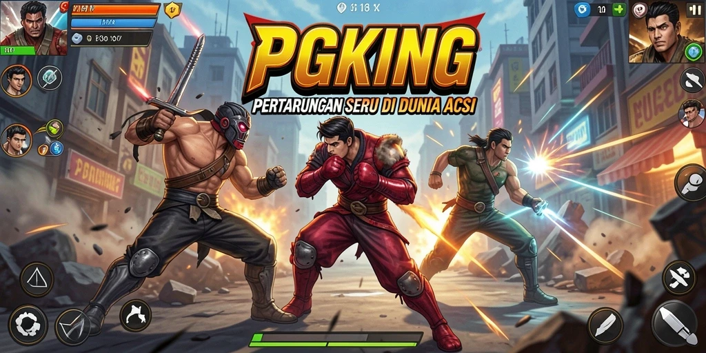 Screenshot PGKING menampilkan pertarungan mendebarkan dengan karakter unik dan aksi cepat.