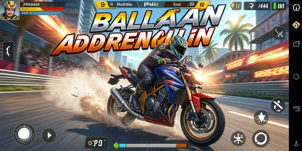 Tampilan gameplay balapan motor yang seru dan mendebarkan di PP444.