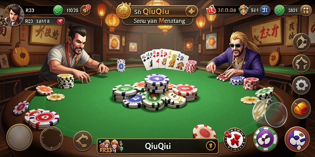 Screenshot gameplay RR33 menampilkan aksi seru QiuQiu.