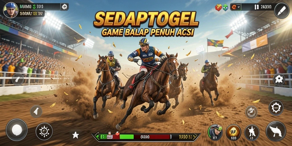 Tampilan gameplay SEDAPTOGEL dengan aksi balap yang mendebarkan.