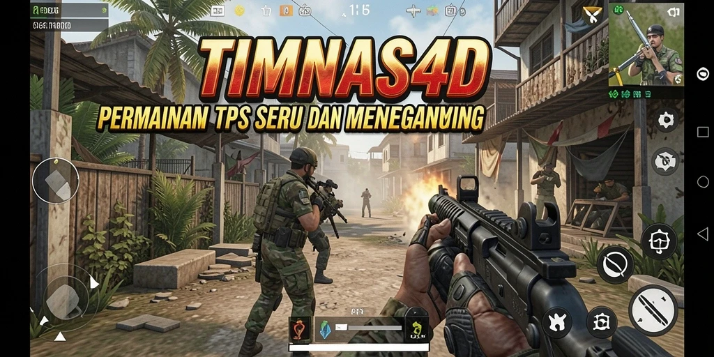 Screenshot utama TIMNAS4D menampilkan aksi intens dalam gameplay TPS.